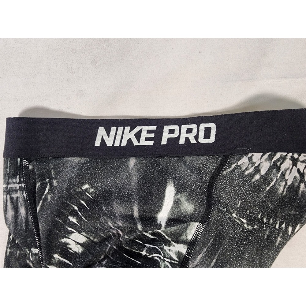 Nike Pro Dri-FIT Leggings Womens XS Black White Abstract Print Athletic Tights - Picture 9 of 11